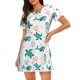 thumbnail image 1 of Easygdp Turtles And Seahorses Camisón de manga corta para mujer, informal, estampado, 1 of 6