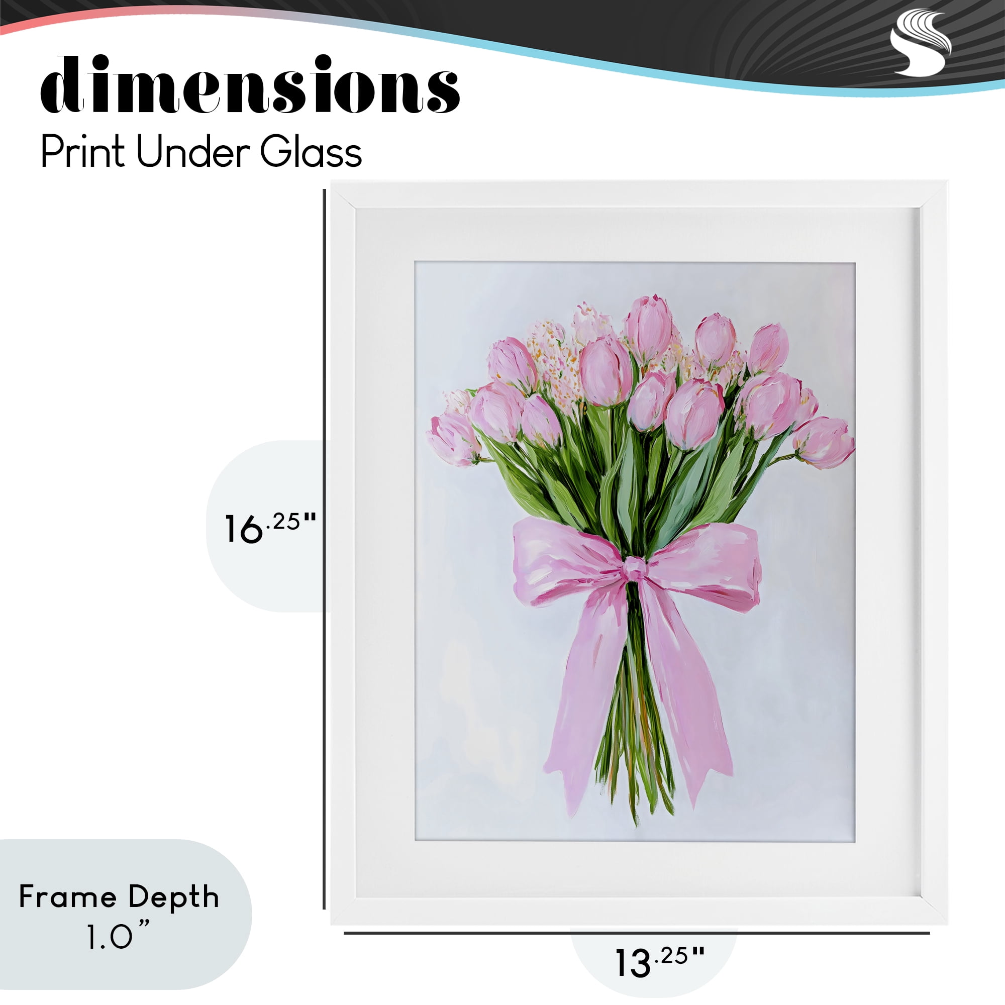 Stupell Industries Soft Pink Tulips with Ribbon White Framed Print Under Glass, design by The Prints Vibe