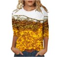 thumbnail image 1 of Pompotops T-shirt Imprimé Mode pour Femmes Manches 3/4 Mi-Longueur Blouse Col Rond Tops Décontractés Liquidation, 1 of 5