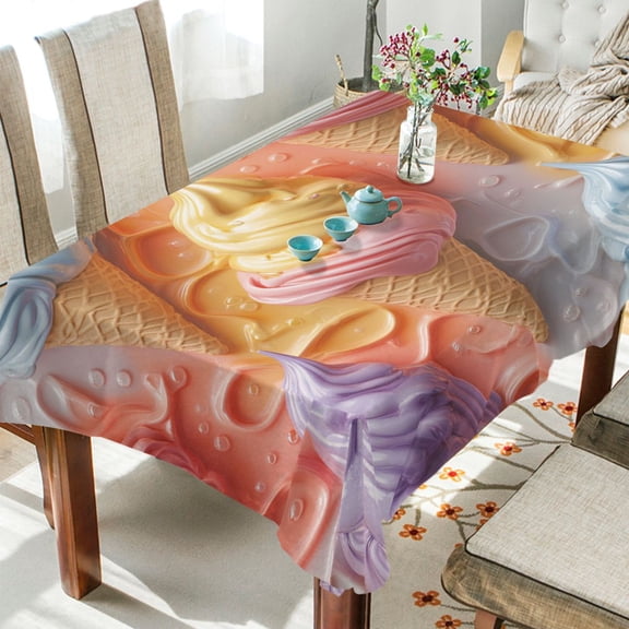 BZSMCE Square Tablecloth Colorful Ice Cream Pattern Tableclothes