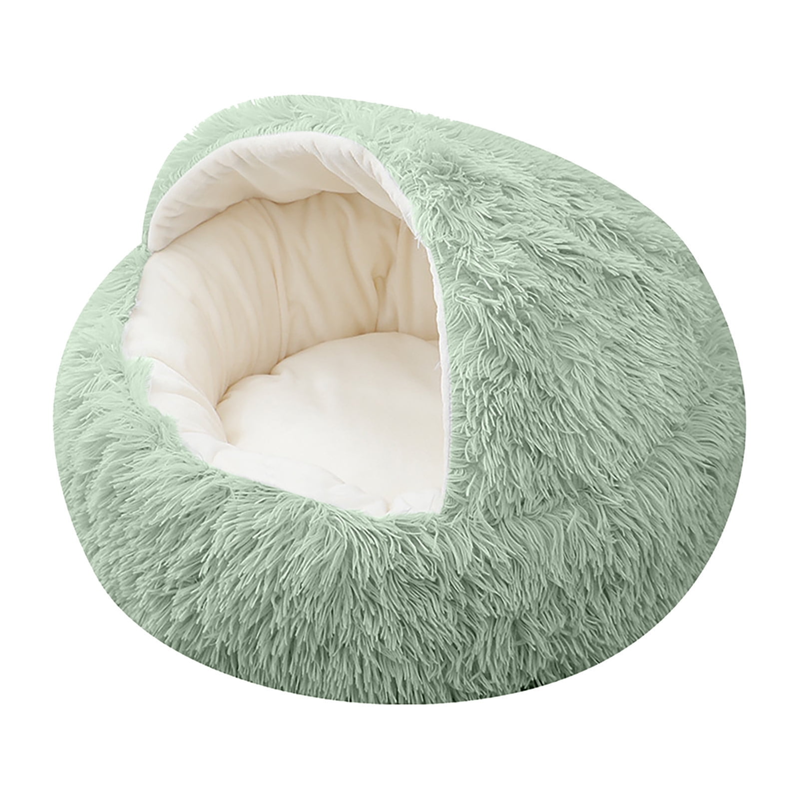 XEOVHV Calming Dog Beds & Cat Cave Bed with Hooded Cover,Removable Washable Round Beds for Small Medium Pets,Anti-Slip Faux Fur Fluffy Coved Bed for Improved Sleep,Fits up to 15/25 lbs(Medium,24"x24")
