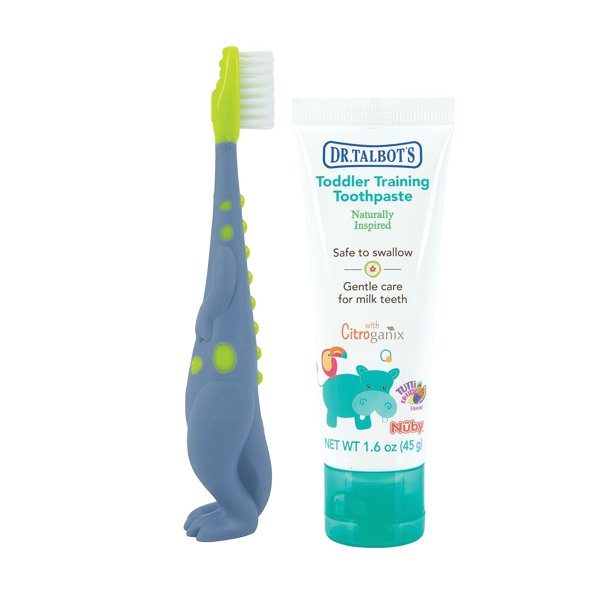 Cepillo de dientes para niños pequeños y pasta dental sin flúor Dr. Talbot's