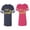 Men Navy / Women Pink, variant on The King His Queen Unisex Couple Matching Cotton Jersey style T-Shirt Contrasting stripes on sleeves (Men Navy / Women Black) (Men S / Women S)