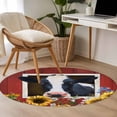 thumbnail image 3 of Area Rug 48in, Red Barn and Farmhouse Milk Cow Floor Carpet Living Room Rug, Farm Animal Retro Sunflower Floral Non-Slip Welcome Mat Indoor Rugs for Bedroom Dining Room, 3 of 9