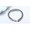 thumbnail image 2 of K-KED Mens 10.5mm Stainless Steel Silver Plated Miami Cuban Link Bracelet-21cm, 2 of 8