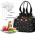 thumbnail image 4 of Black Christmas Ornament Pattern Drawstring Lunch Bag Women - Drawstring Lunch Bag Insulated for Work Office - Stain-Resistant Large Lunchbags for Women with Multi-Pockets, 4 of 6