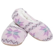 ELANZE DESIGNS Lilac Purple Nordic Snow Womens Plush Lined Cozy Non Slip Indoor Soft Slippers - Medium