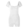 thumbnail image 4 of HBFAGFB Rompers pour Femmes Printemps Été Chemise à Manches Courtes Combinaison Coupe Ajustée Shorts Blanc Taille P, 4 of 7