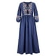 thumbnail image 1 of Fashion Pure Color Round Neck Lace Accessory Dress Loose Temperament Sleeve Embroidered Cotton Linen Dress Factory Direct SalesXL Gao Jinjia LED, 1 of 2