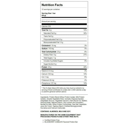 ONE Brands Protein Supplement Bar, Blueberry Cobbler, 20g Protein, 12 Count