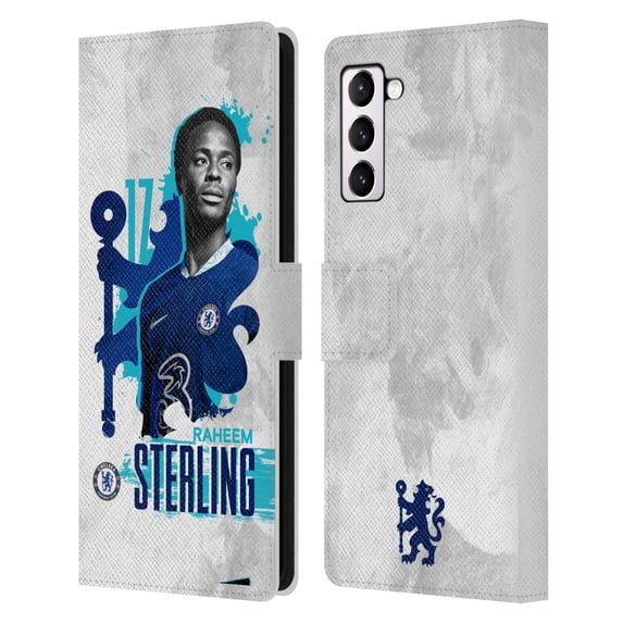 Head Case Designs Officially Licensed Chelsea Football Club 2022/23 First Team Raheem Sterling Leather Book Wallet Case Cover Compatible with Samsung Galaxy S21+ 5G
