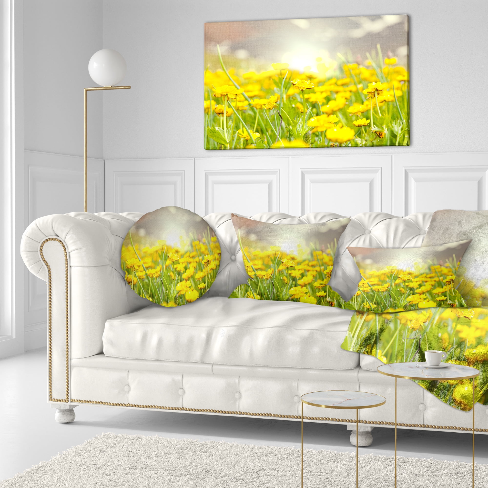 Designart 12" x 20" Yellow Polyester Throw Pillow