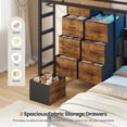 thumbnail image 4 of Twin Over Twin Bunk Bed with 8 Storage Drawers, Charging Station and LED Lights, Metal Bunk Beds with Upholstered Storage Headboard, Twin Loft Bed for Teen, Safety Guardrail & Ladder, Black, 4 of 9