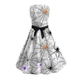 thumbnail image 5 of Girls Halloween Printed Dress Crew Neck Sleeveless Belted Back Zipper Costume Kids Trendy Casual A-Line Swing Dress White 9-10 Years, 5 of 7