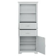 thumbnail image 5 of Tall Bathroom Cabinet, Wood Storage Cabinet with 2 Drawers & Adjustable Shelves, Display Cabinet with Open Shelves, Bathroom Floor Cabinet for Living Room, Bedroom, Entryway, Gray, 5 of 9