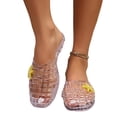 thumbnail image 3 of Jinhomg Clear Jelly Flats for Women Hollow Starfish Trim Slippers Closed Round Toe Slip On Summer Sandals Plastic Beach Jelly Flats Ladies Clear,39, 3 of 7