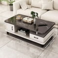 thumbnail image 2 of EDB010 Table Basse Artisanale Texture Marbre Exquise - Noir (120 cm), 2 of 3