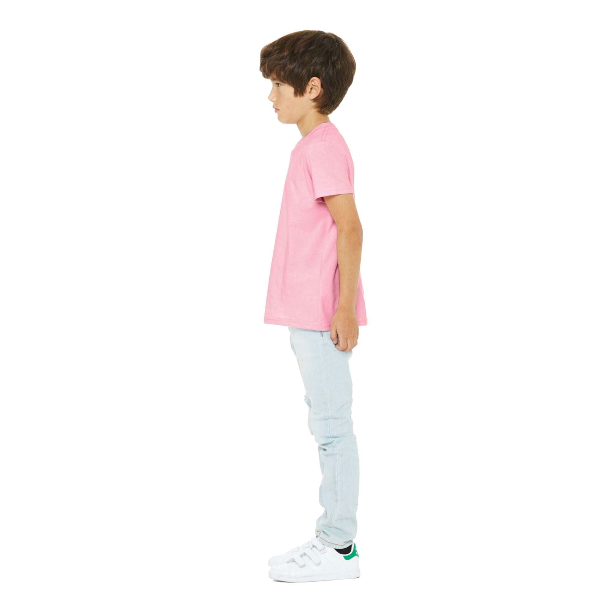 BELLA+CANVAS Youth Unisex Short Sleeve Crew Neck T-Shirt for Crafting, Pink, Youth Large