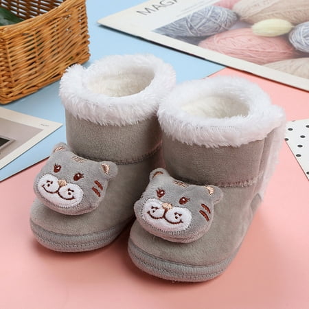 

Aayomet Baby Booties Baby Boys Girls Cozy Booties Winter Non Skid Soft Sole Shoes Winter Socks Toddler First Walkers Warm Shoes Gray 9 Months