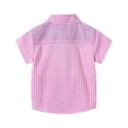 thumbnail image 2 of LittleSpring Toddler Boys Dress Shirts with Bow Tie for Kids School Uniform Short Sleeve Button Down Shirt Pink Plaid 4T, 2 of 6