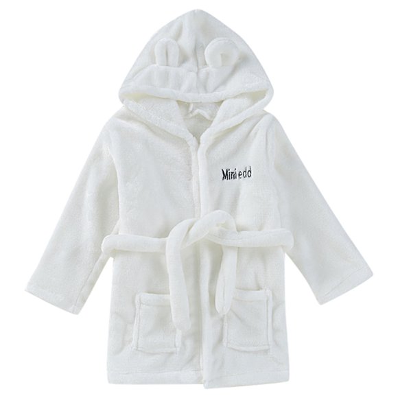 Toddler Bath Towel Toddler Kids Baby Solid Bathrobe Cotton Plush Hooded Bath Robe Towel Pajamas Baby Hooded Towel Kids Towel Robe Baby Bath Towel Baby Bath Robe
