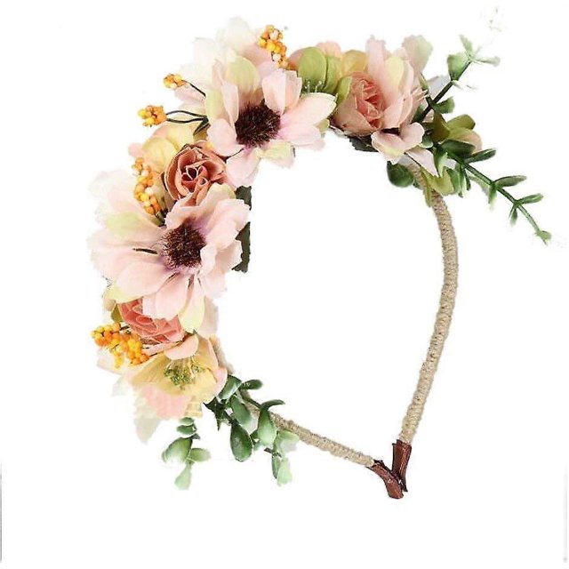 beige white flower wreath flower hairband flower headband. for girl woman bride
