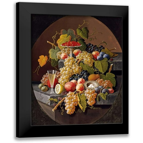 Roesen, Severin 12x14 Black Modern Framed Museum Art Print Titled - Still Life With Fruit