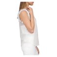 thumbnail image 3 of MICHAEL KORS Womens Ivory Ruffled Sheer Dewdrop Lined Hook And Eye Polka Dot Short Sleeve Split Top L, 3 of 3