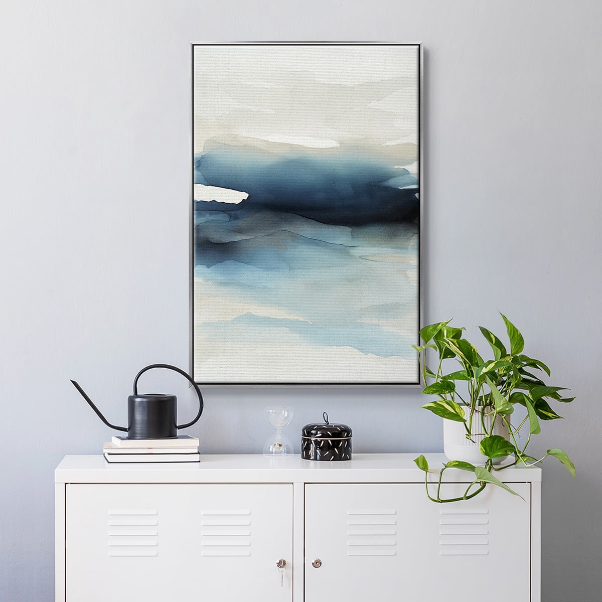 Waves II Framed Premium Gallery Wrapped Canvas - Ready to Hang - 25 x 37 - Silver Floating Frame
