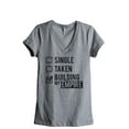 thumbnail image 1 of Single Taken Building My Empire Women's Fashion Relaxed V-Neck T-Shirt Tee Heather Grey X-Large, 1 of 3