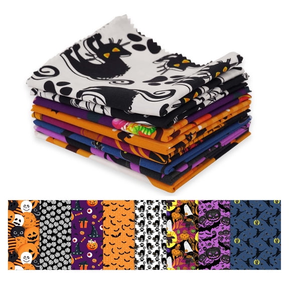Soimoi 8 Pc Fat Quarter Bundle,HalloweenPrint 18"x 22"DIY Patchwork-100% CottonPre-Cut Quilting Fabric Multicolor
