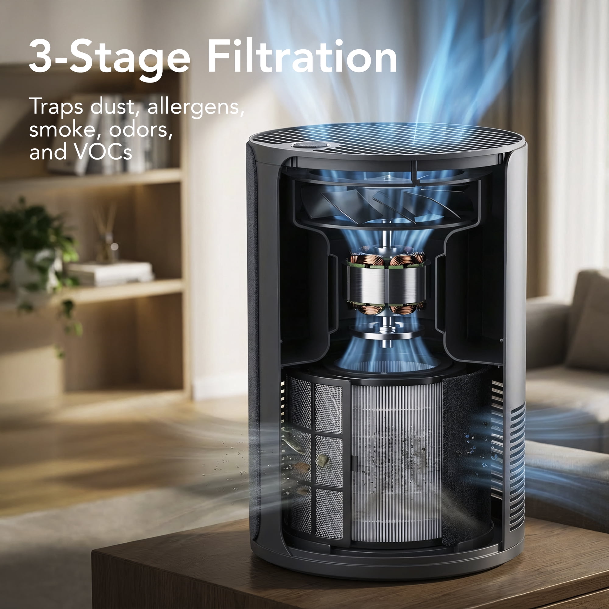 Miko Ibuki 2.0 Air Purifier for Home with App Control, H13 HEPA Filter, Ionizer, Aromatherapy, 5 Fan Speeds, Touch Panel & Timer – Covers Up to 1500 Sq Ft