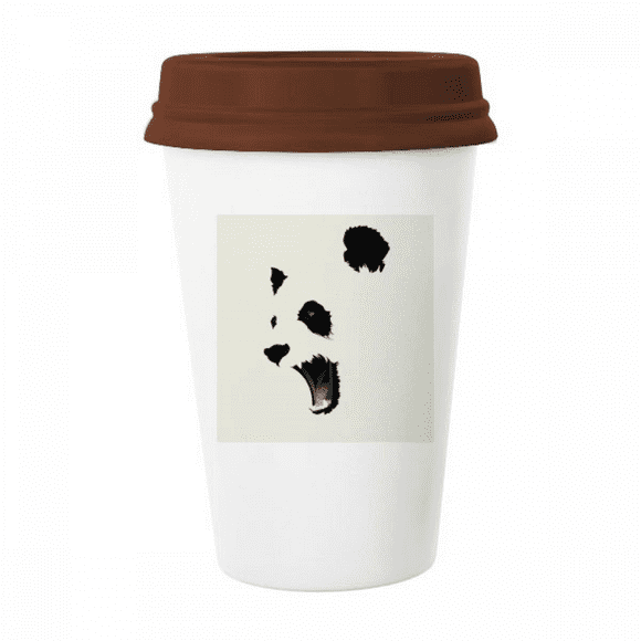 Panda Black White Open Mouth Color Block Mug Coffee Drinking Glass Pottery Cerac Cup Lid