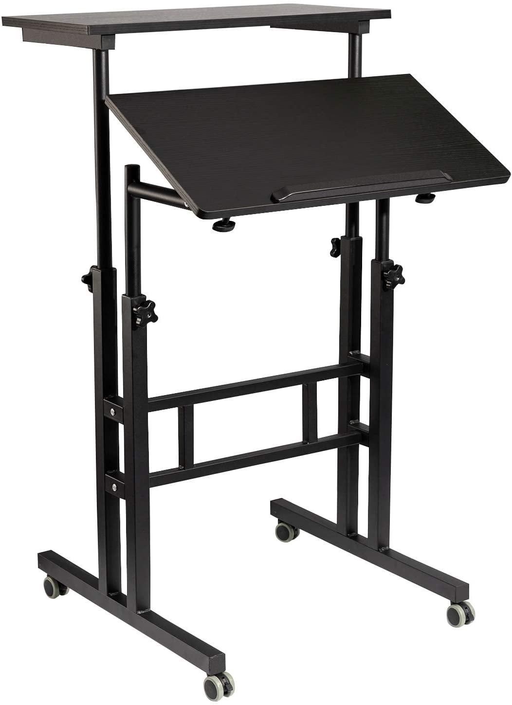 Mobile Standing Desk, Standing Computer Desk Adjustable Height, Standing Laptop Cart Rolling