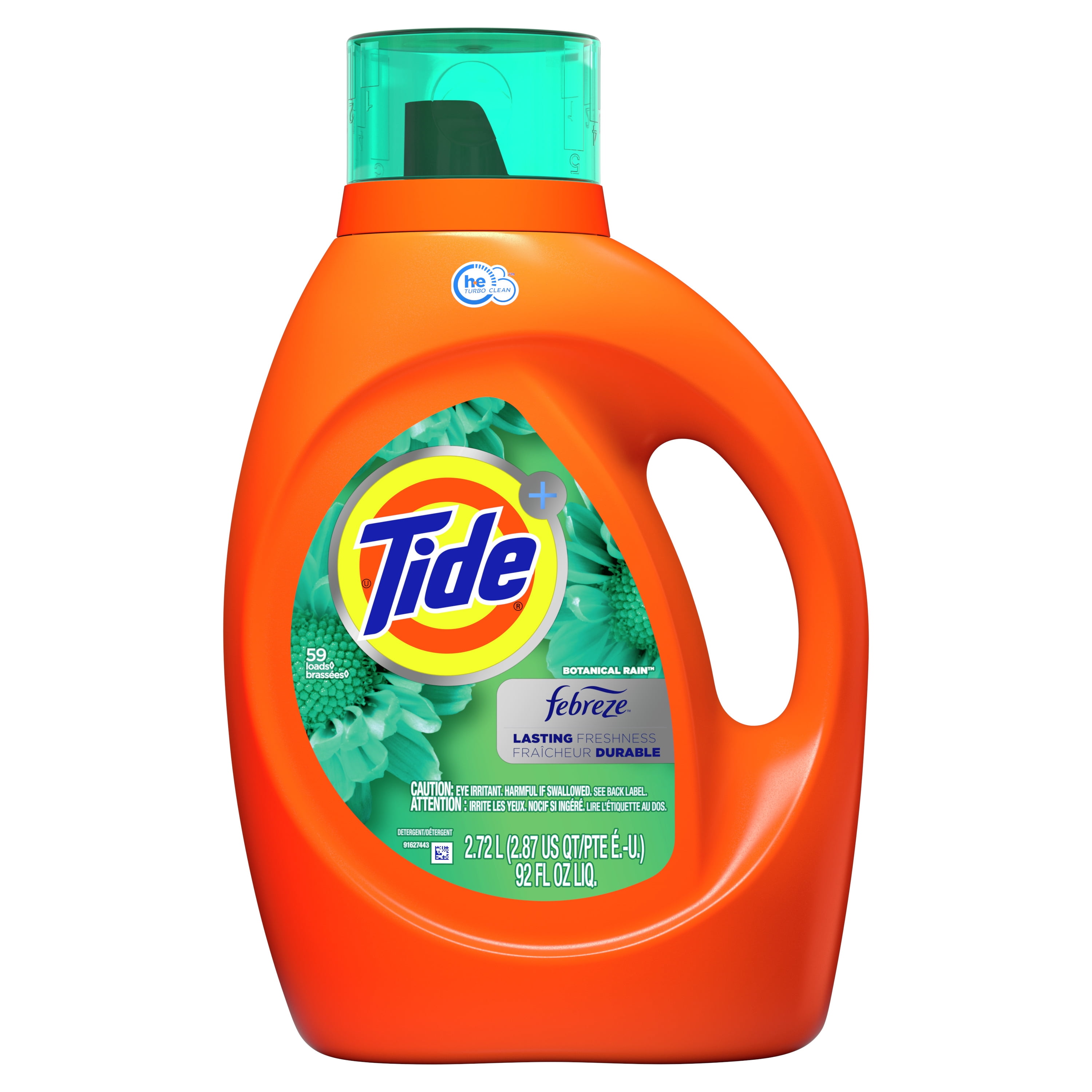 Tide Plus Febreze Freshness Liquid Laundry Detergent, Botanical Rain, 92 fl oz, 59 loads