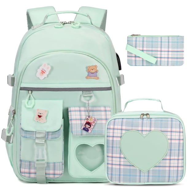 Mochila ACESAK para niñas, adolescentes y mujeres con lonchera verde