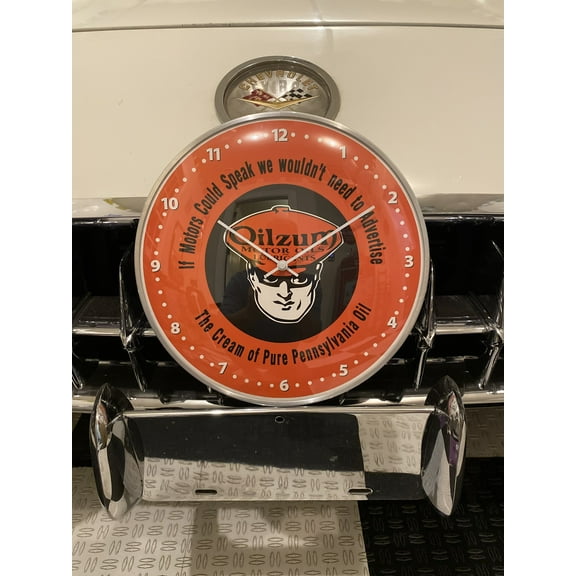 Vintage style OILZUM Gas and OIL Round Clock (12" INCH) NEW with GLASS FACE