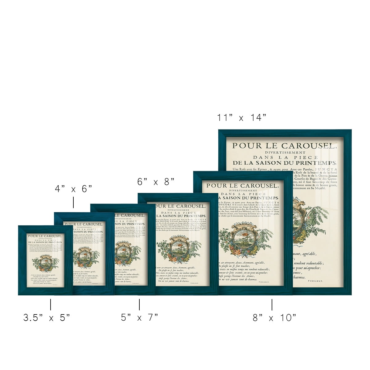 Printed Embellished Bookplate IV - Framed Print w/glass - Ocean Blue