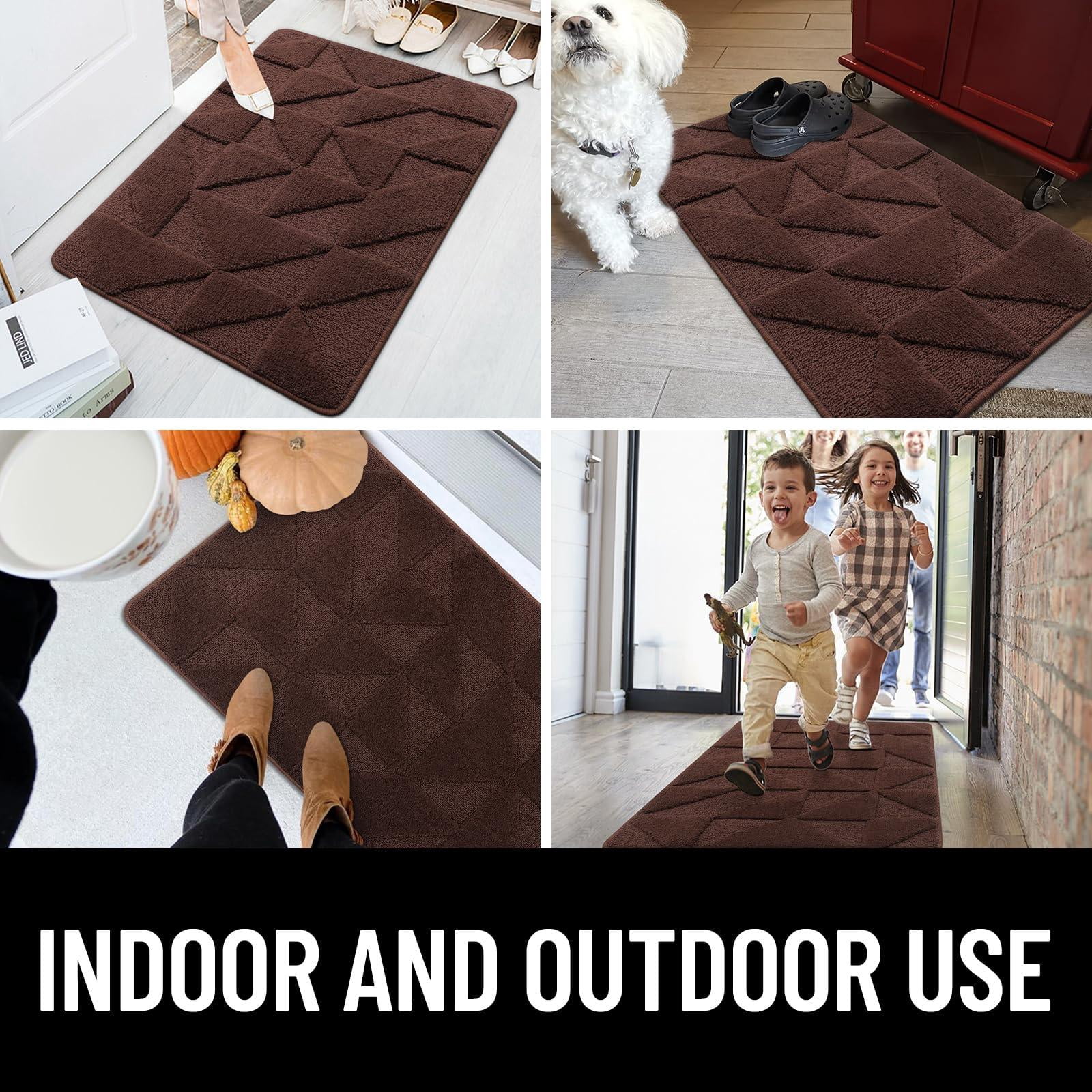 Buganda Indoor Doormats, Absorbent Trapper Dirt Door Mats, Non Slip Low Profile Inside Doormats for Entryway, 24x36, Dark Brown
