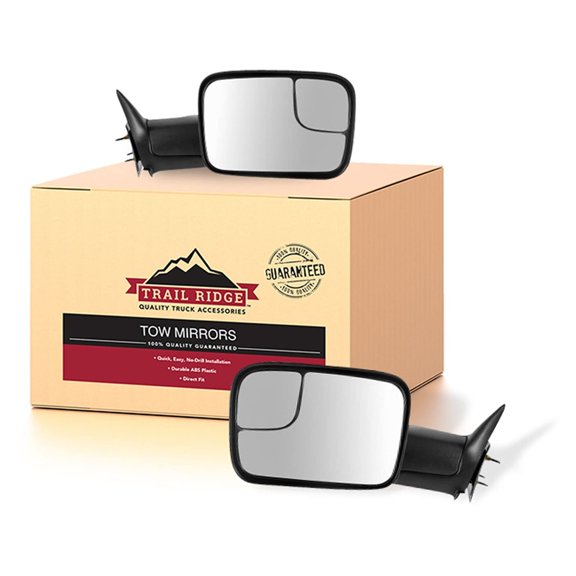 Trail Ridge Tow Mirror Manual 7x10 Textured Black Flip-Up Pair Set for Dodge Ram TR00015 Fits select: 1994-2001 DODGE RAM 1500, 1994-2002 DODGE RAM 2500
