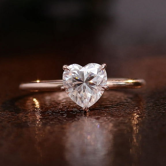 Cora Jewellery 2CT Heart Moissanite Hidden Halo Engagement Ring For Women, 14K Yellow Gold