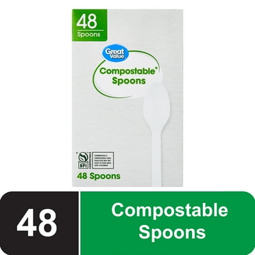 Great Value Disposable Compostable Spoons, 48 Count