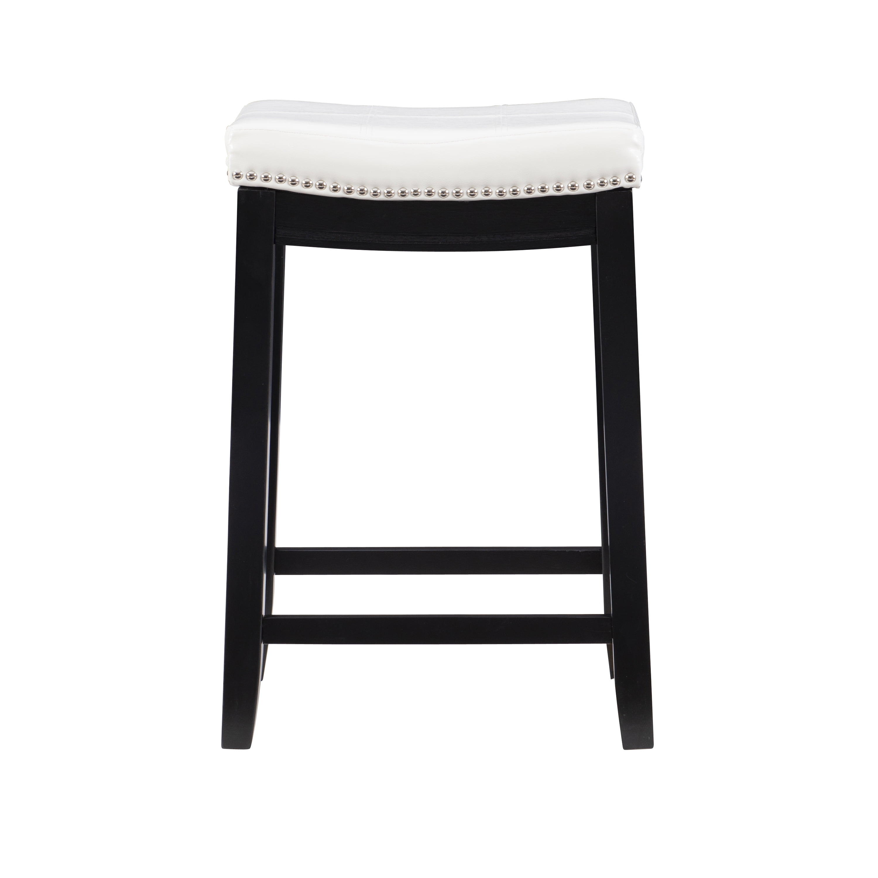 Linon Claridge 3-Piece Counter Height Tavern Set, Black with White Faux Leather