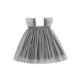 thumbnail image 1 of Wassery Toddler Girls Summer Dresses Princess Solid Color Fly Sleeve Square Neck Layered Tulle Tutu Dress Princess Birthday Party Casual A-line Dress 6M-5T, 1 of 8