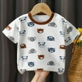 thumbnail image 2 of KAOOCXU Boy Girl Summer T-Shirts Cartoon Animal Printed Short Sleeve O-Neck Button Down Tshirts Cotton Casual Top Kids Durable Playsuit Sunsuit Clothes, 2 of 3