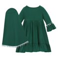 thumbnail image 5 of KAUOD Toddler Baby Girls Prayer Dress Cute Muslim Clothes for Toddler Kids Long Sleeve Abaya with Hijab 2 Piece Set, 5 of 9