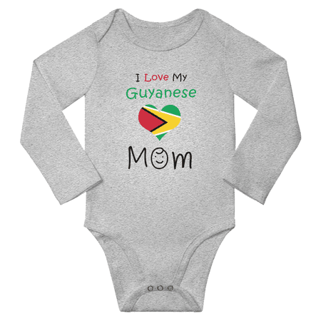 

I Love My Guyanese Mom Baby Long Slevve Bodysuit (Gray 6-12 Months)