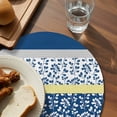 thumbnail image 3 of Blue Yellow Round 13 Inch Placemats Set of 2, Botanical Floral Motifs Wildflower Striped HeatResistant Non Slip Place Mats for Dining Table, Wipeable Braided Kitchen Table Mats for Housewarming, 3 of 9