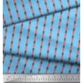 thumbnail image 2 of Soimoi Blue Cotton Voile Fabric Stripe,Leaves & Egg Folk Art Print Fabric by the Yard 42 Inch Wide, 2 of 3