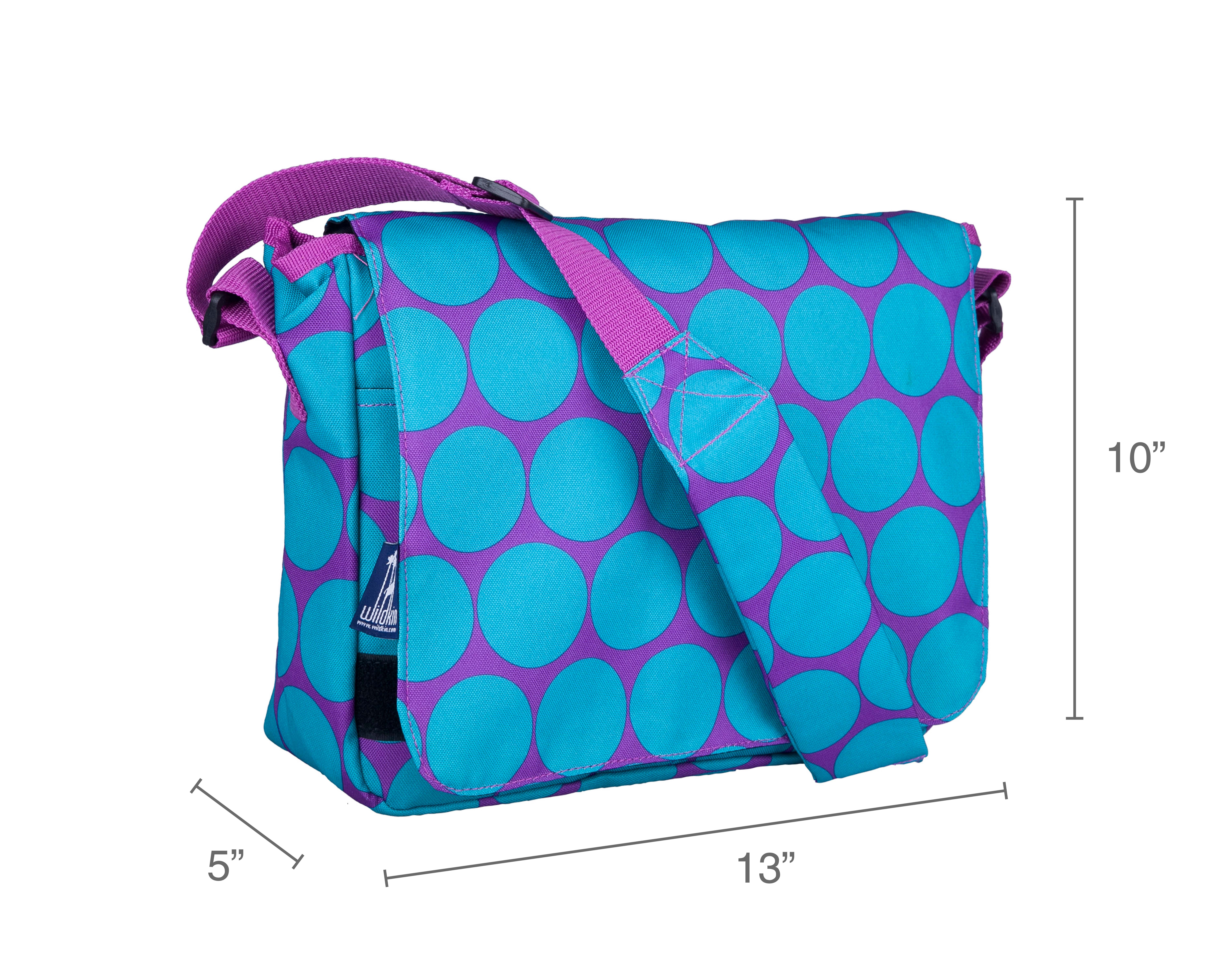 Wildkin Kids Messenger Bag for Girls, Perfect for School or Travel, 13 Inch (Big Dot Aqua) - image 5 of 7